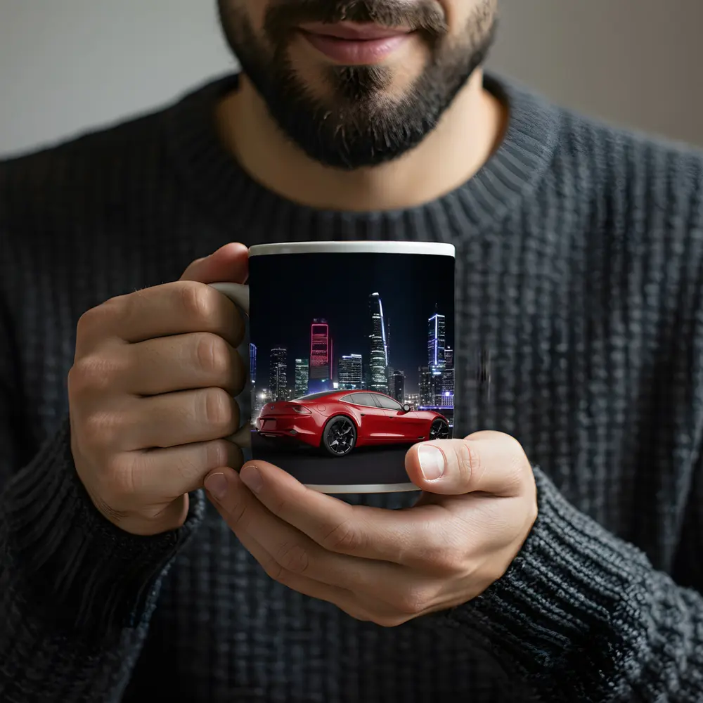 Karma Revero Red Sports Car City Night – Mugs