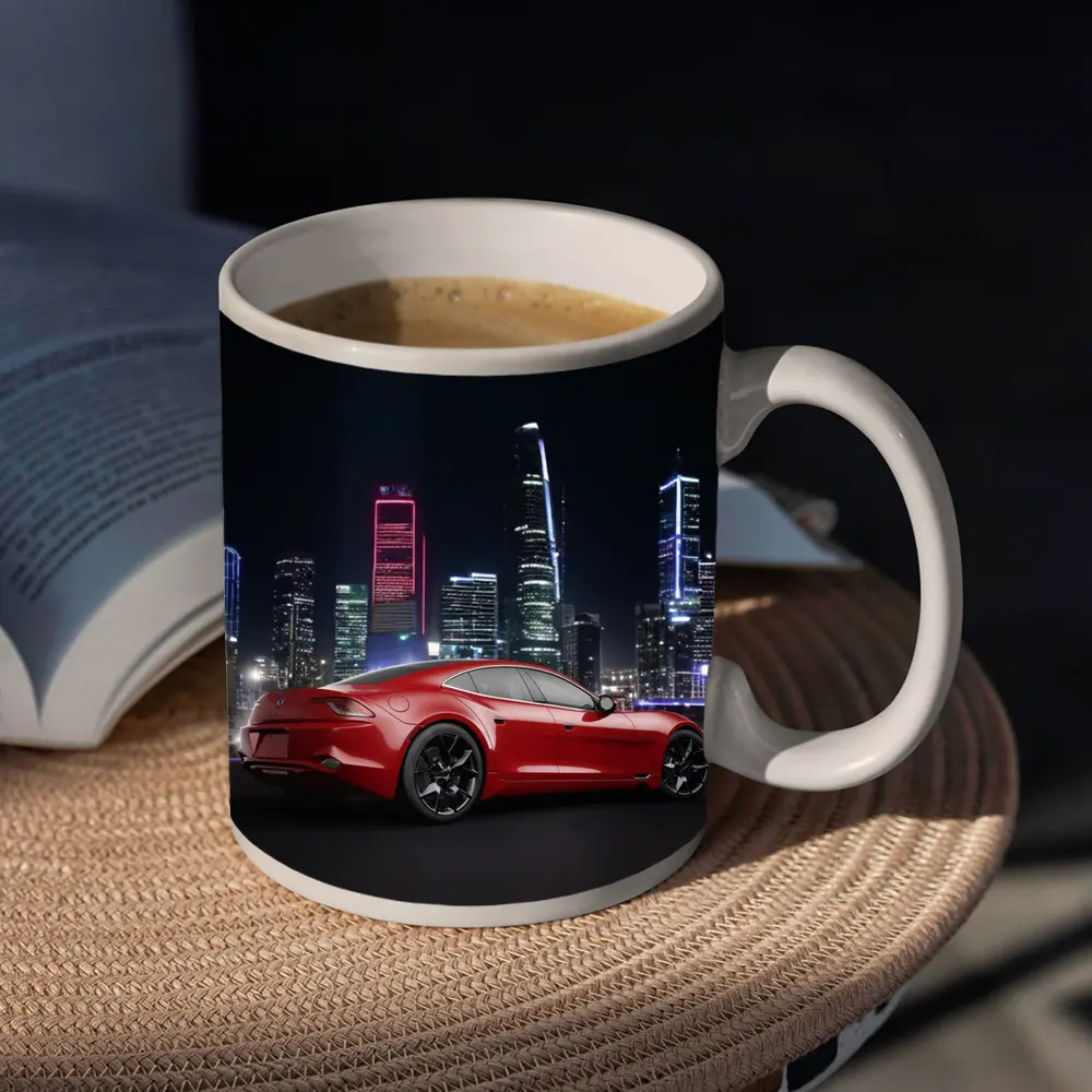 Karma Revero Red Sports Car City Night – Mugs