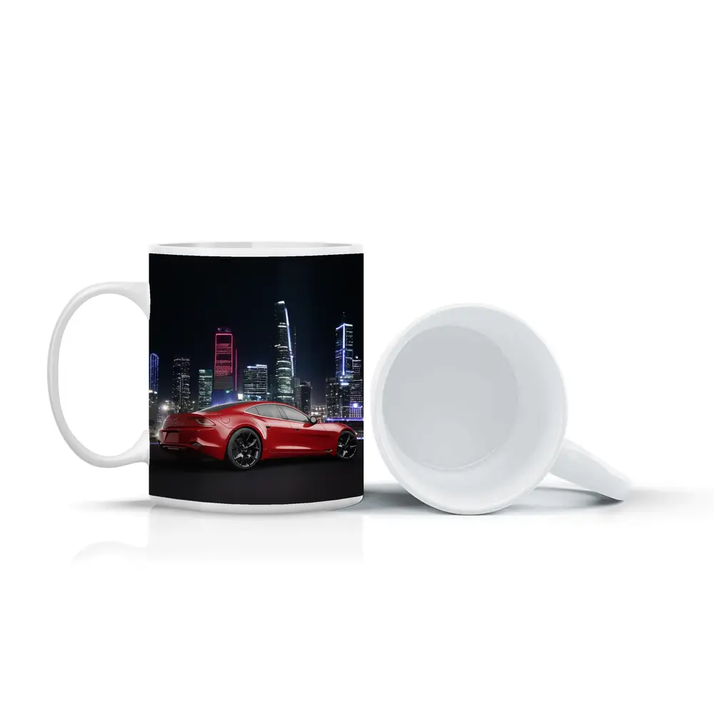Karma Revero Red Sports Car City Night – Mugs