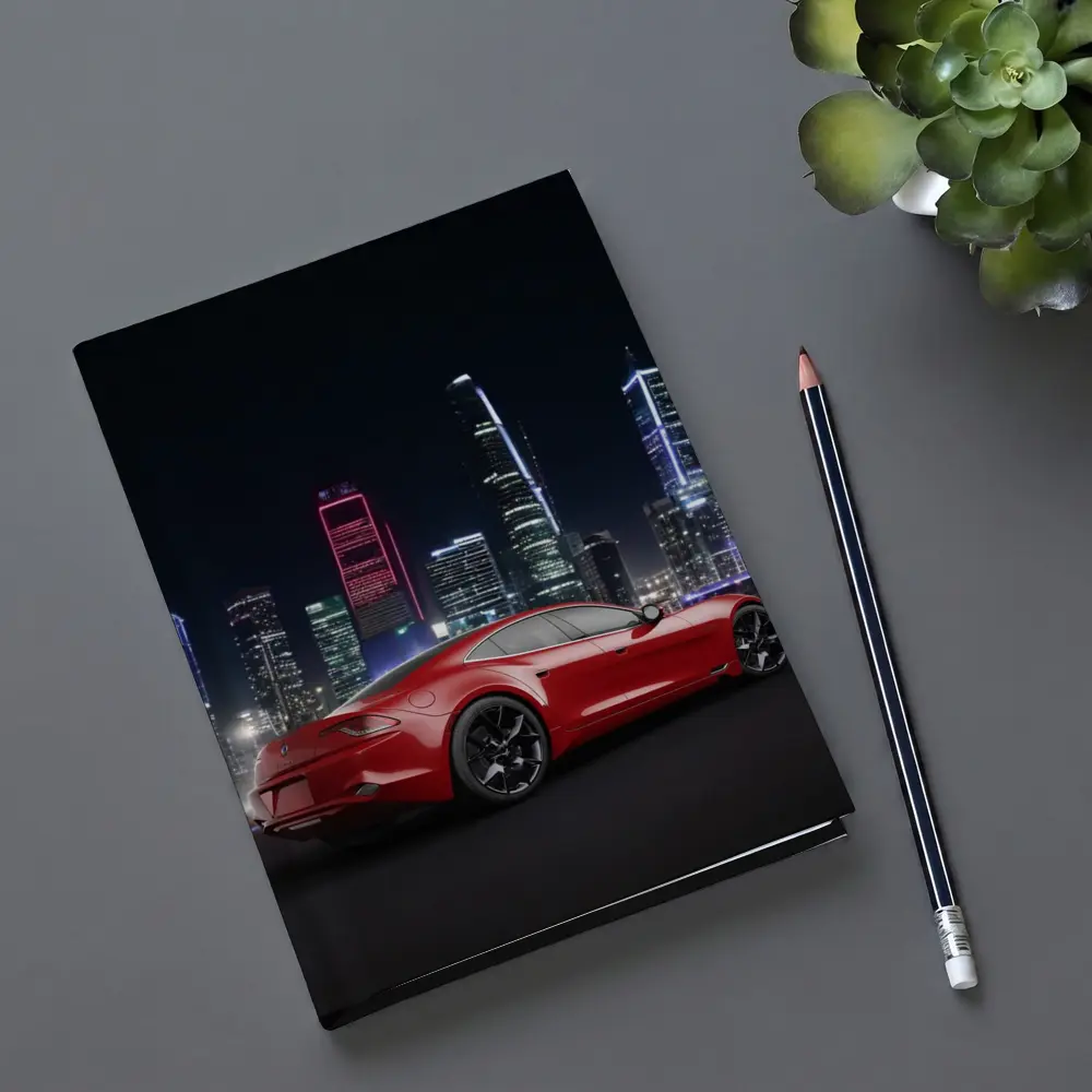 Karma Revero Red Sports Car City Night – Notebooks