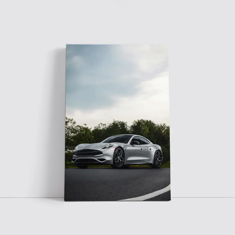 Karma Revero Silver Sports Car Road – Wall Art
