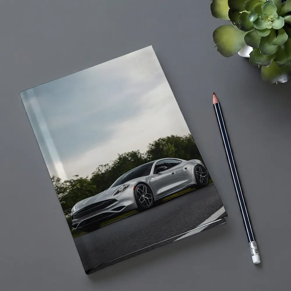 Karma Revero Silver Sports Car Road – Notebooks
