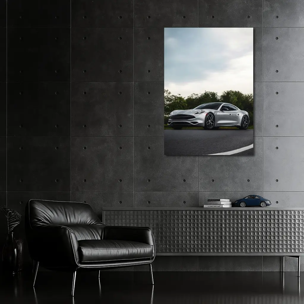 Karma Revero Silver Sports Car Road – Wall Art