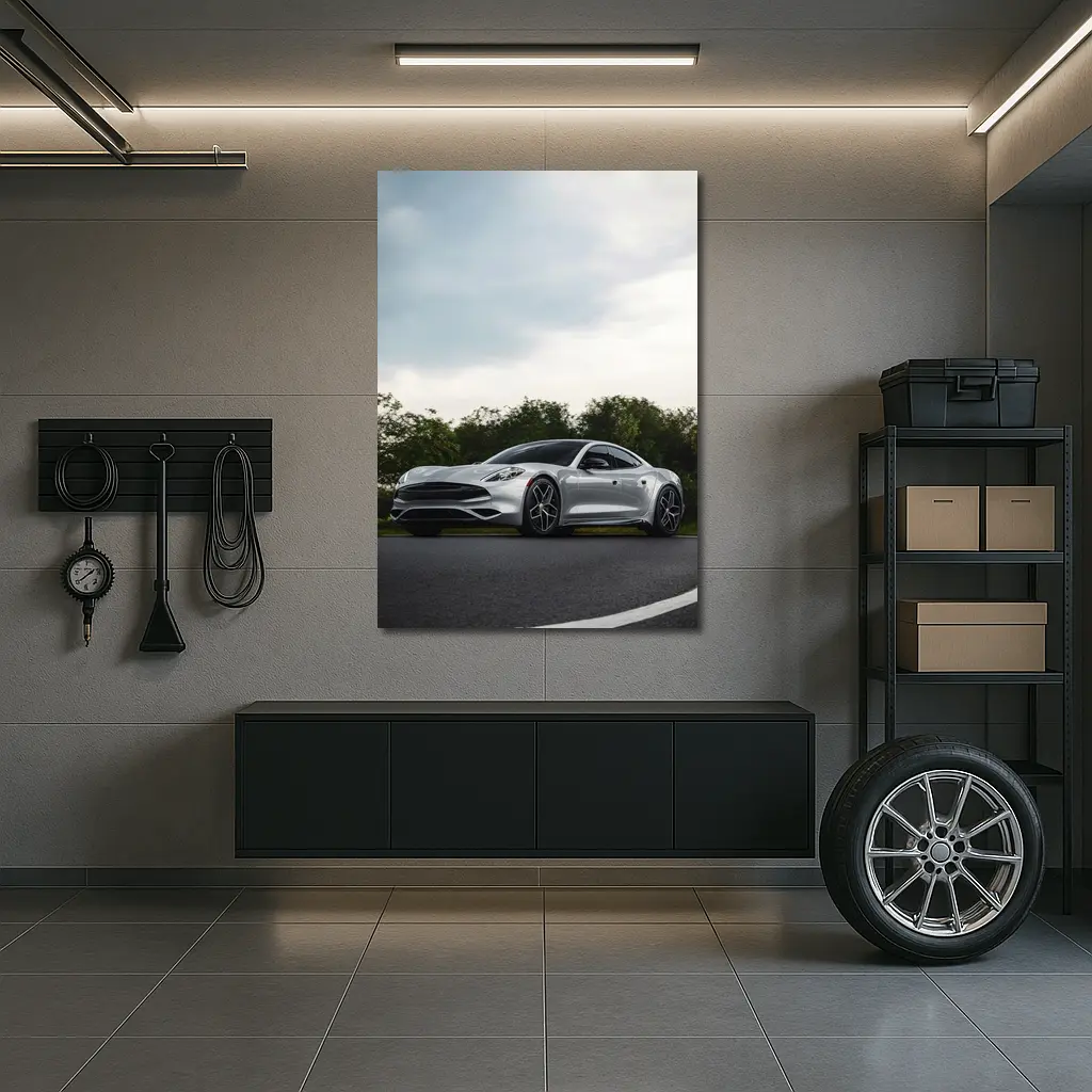 Karma Revero Silver Sports Car Road – Wall Art