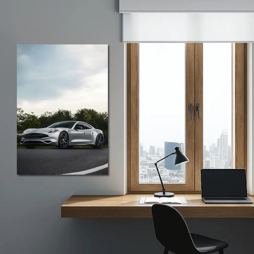 Karma Revero Silver Sports Car Road – Wall Art