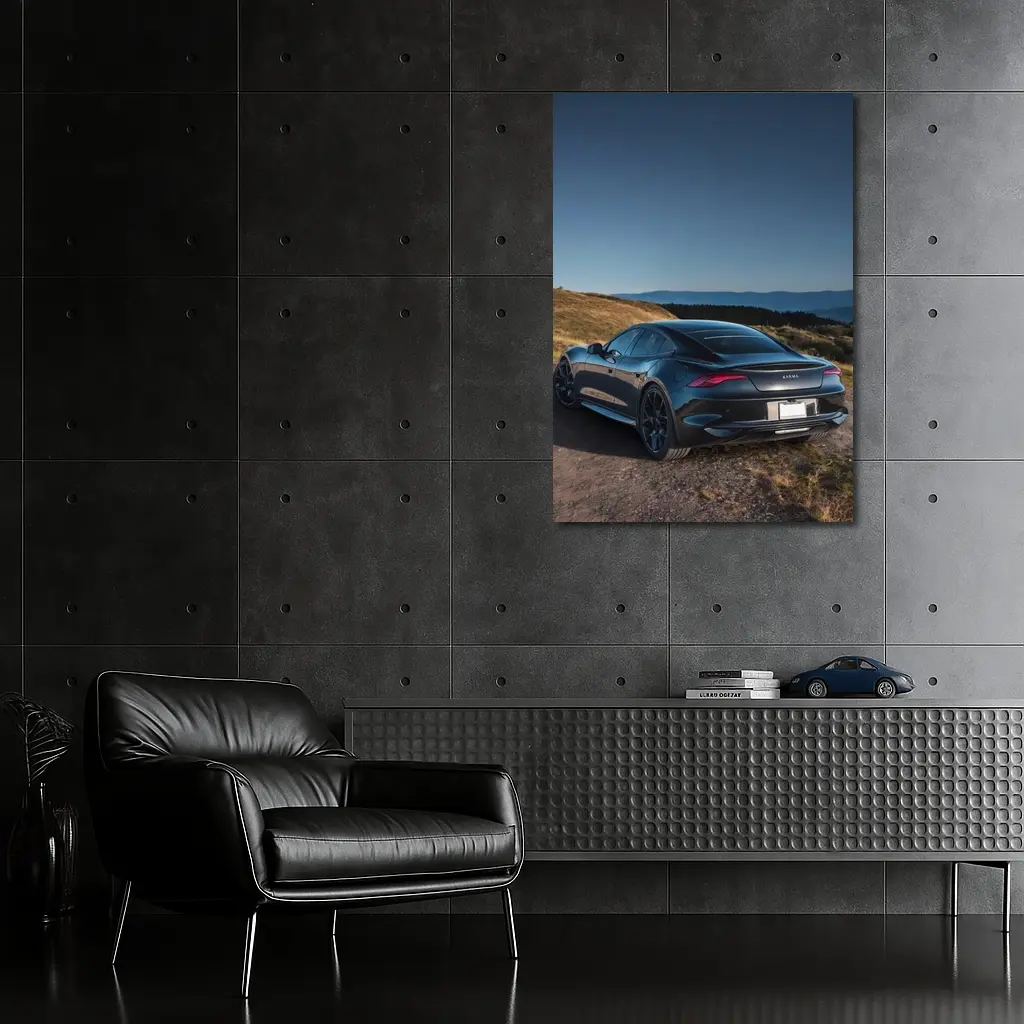 Karma Revero Dark Sedan Hillside Blue Sky – Wall Art