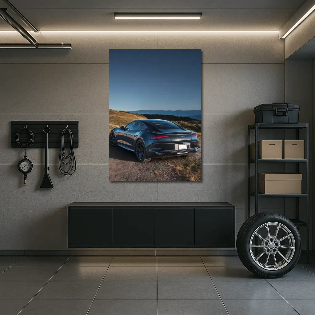 Karma Revero Dark Sedan Hillside Blue Sky – Wall Art
