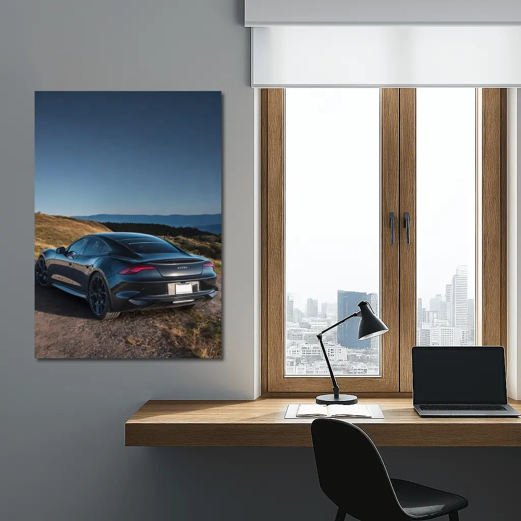 Karma Revero Dark Sedan Hillside Blue Sky – Wall Art