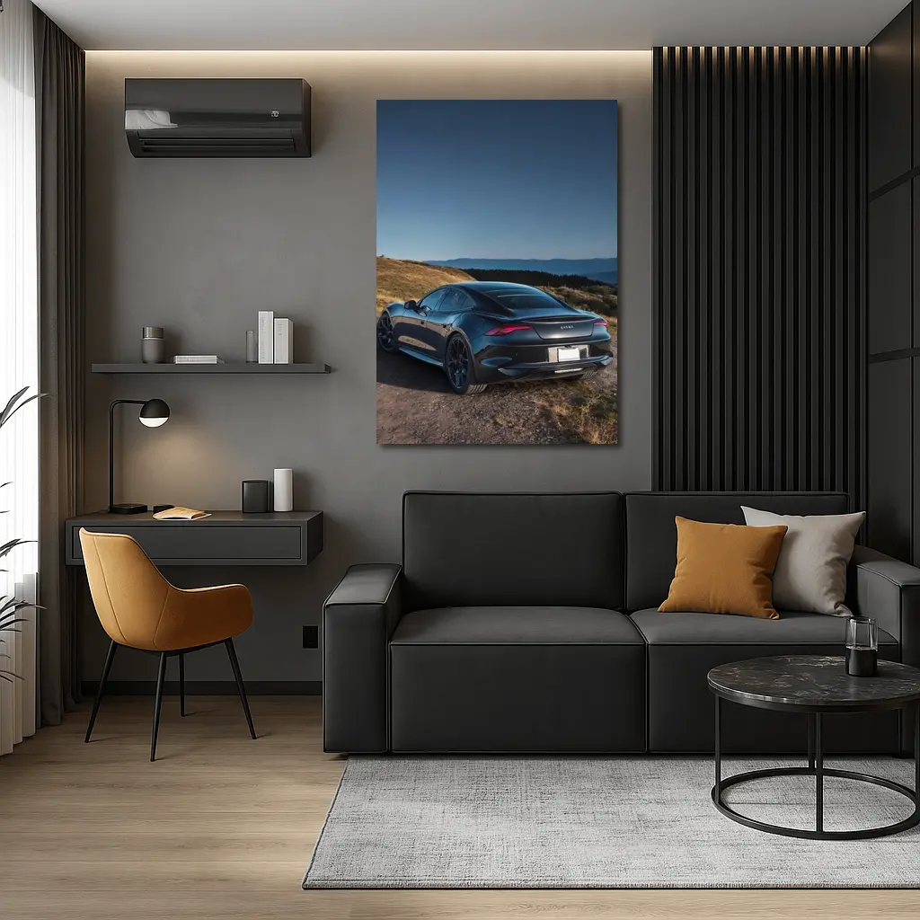 Karma Revero Dark Sedan Hillside Blue Sky – Wall Art