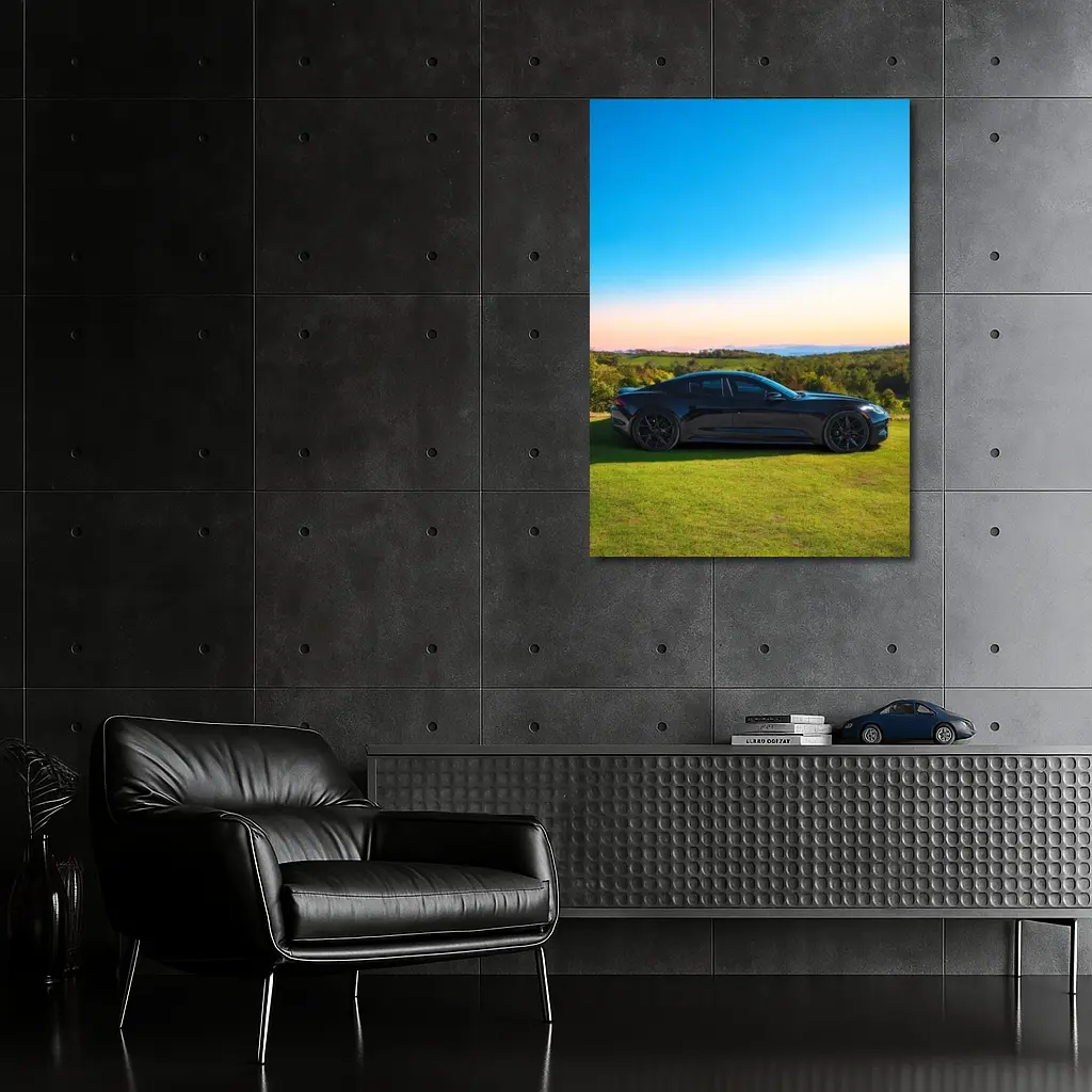 Karma Revero Black Car Sunset Landscape – Wall Art