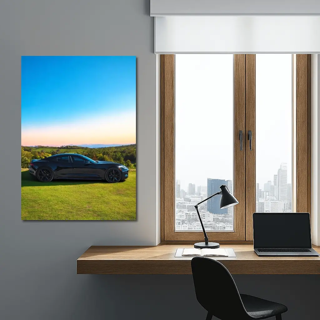 Karma Revero Black Car Sunset Landscape – Wall Art