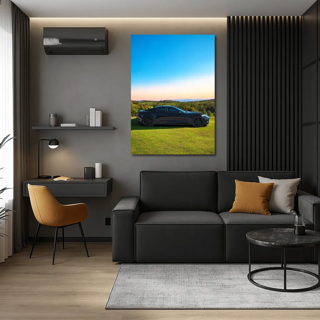 Karma Revero Black Car Sunset Landscape – Wall Art