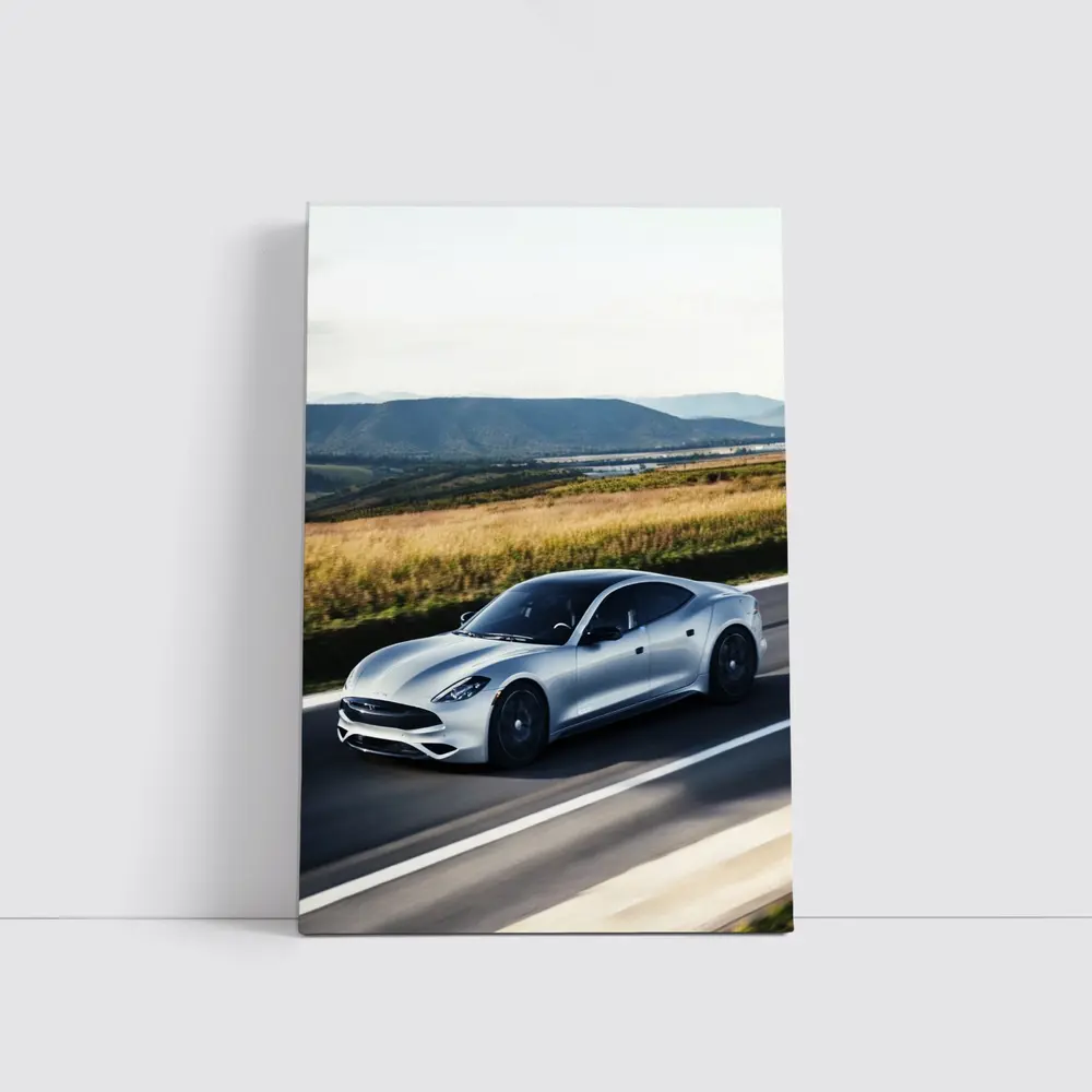 Karma Revero Silver Sedan Open Road Drive – Wall Art