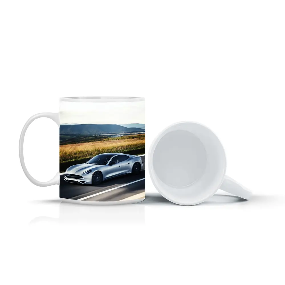 Karma Revero Silver Sedan Open Road Drive – Mugs
