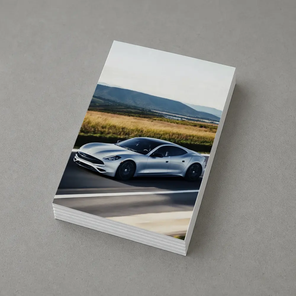 Karma Revero Silver Sedan Open Road Drive – Postcards