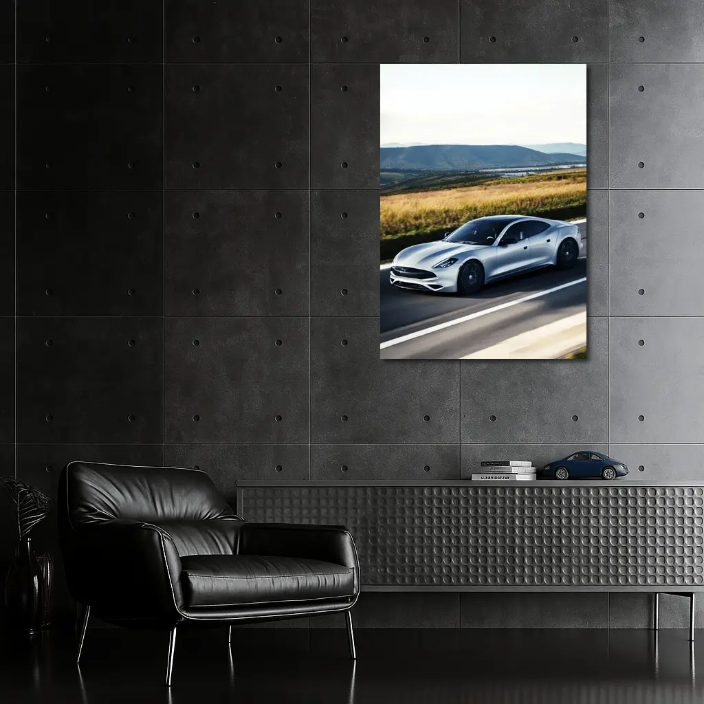 Karma Revero Silver Sedan Open Road Drive – Wall Art