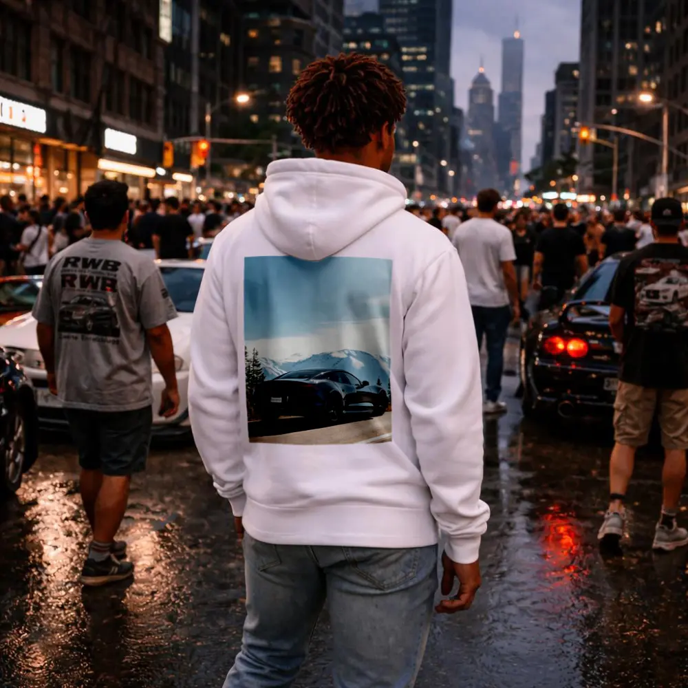 Karma Revero Black Car Snowy Mountain Road – Hoodies