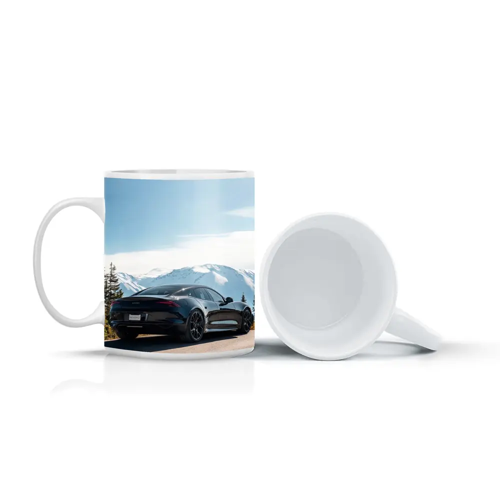 Karma Revero Black Car Snowy Mountain Road – Mugs