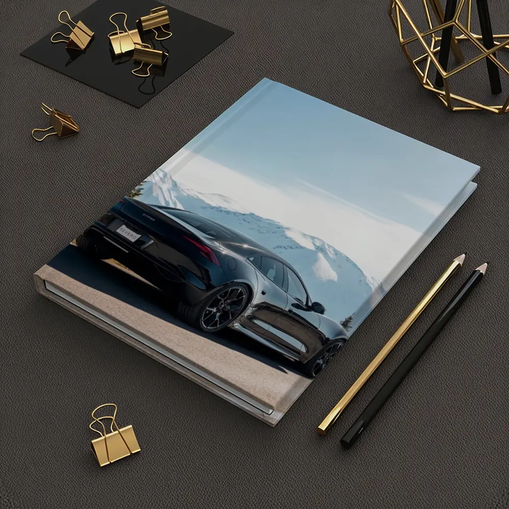 Karma Revero Black Car Snowy Mountain Road – Notebooks