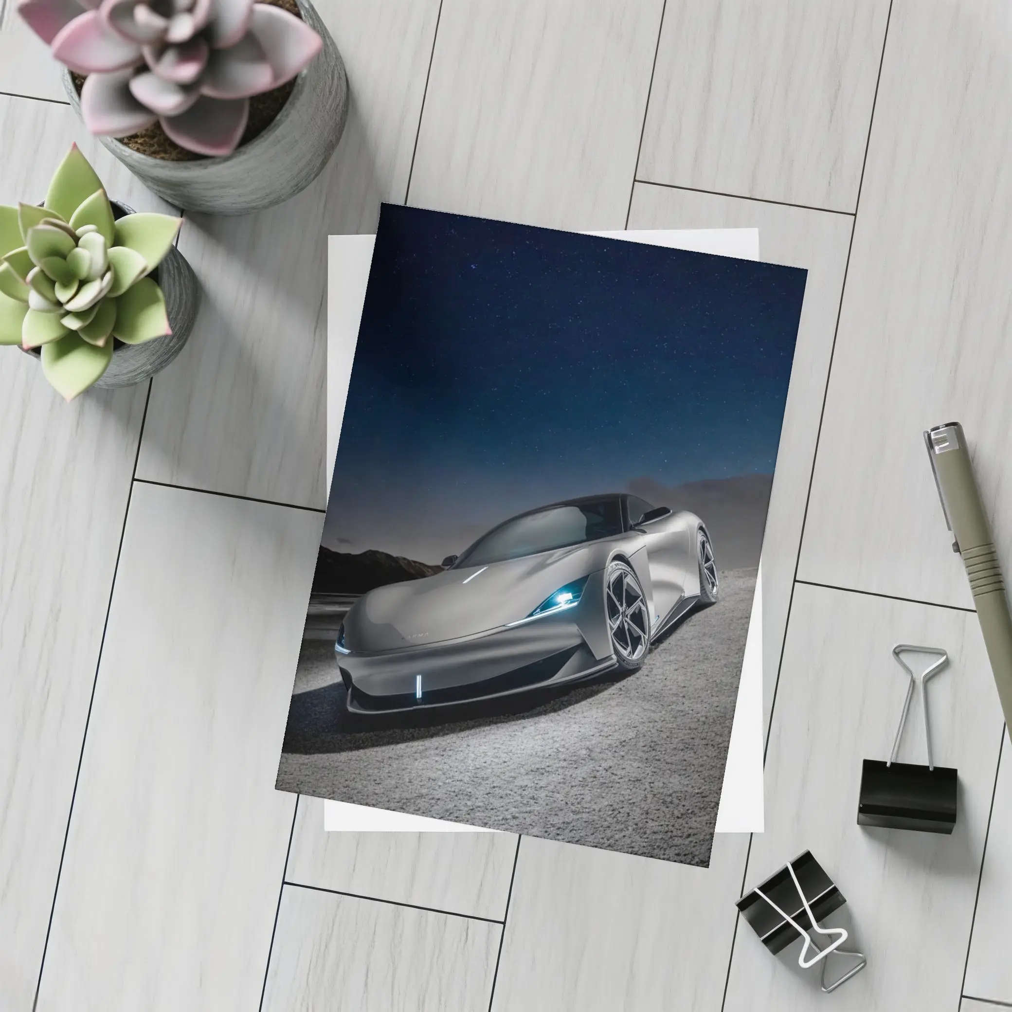 Karma Revero Supercar Under Night Sky – Postcards