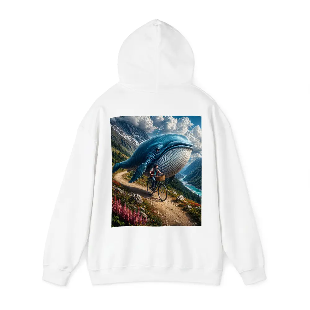 Giant Blue Whale Cyclist Mountain Valley Fantasy – Hoodies