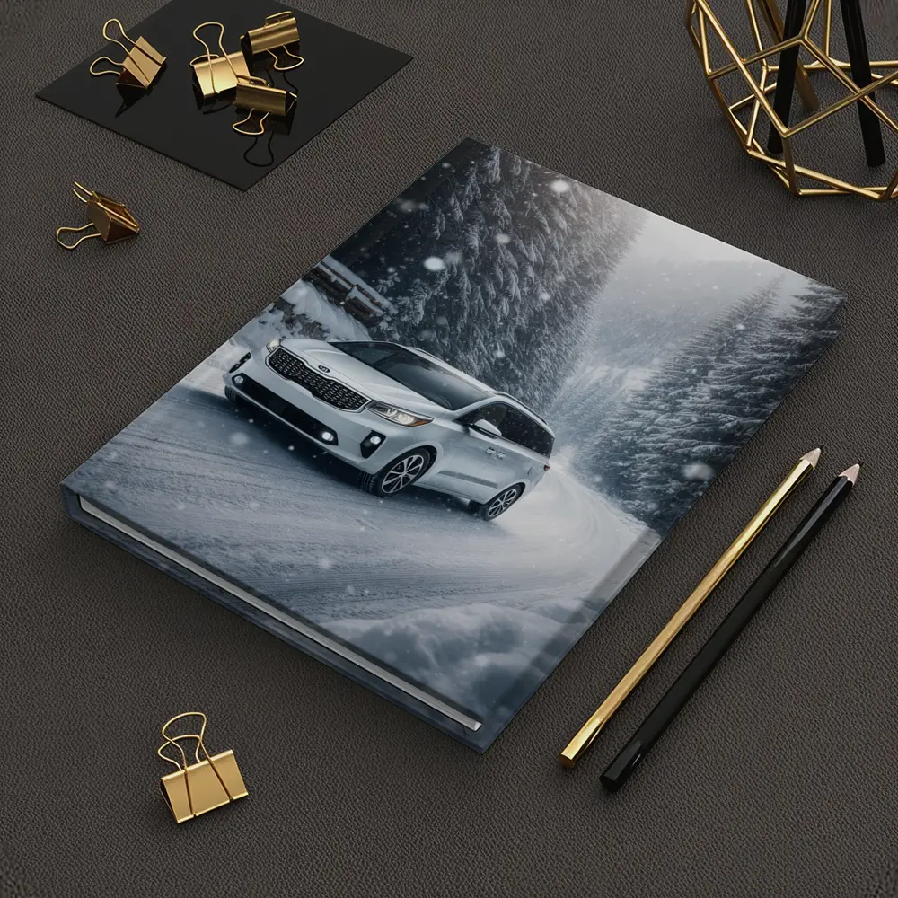 Kia Carnival Driving Snowy Forest Road – Notebooks