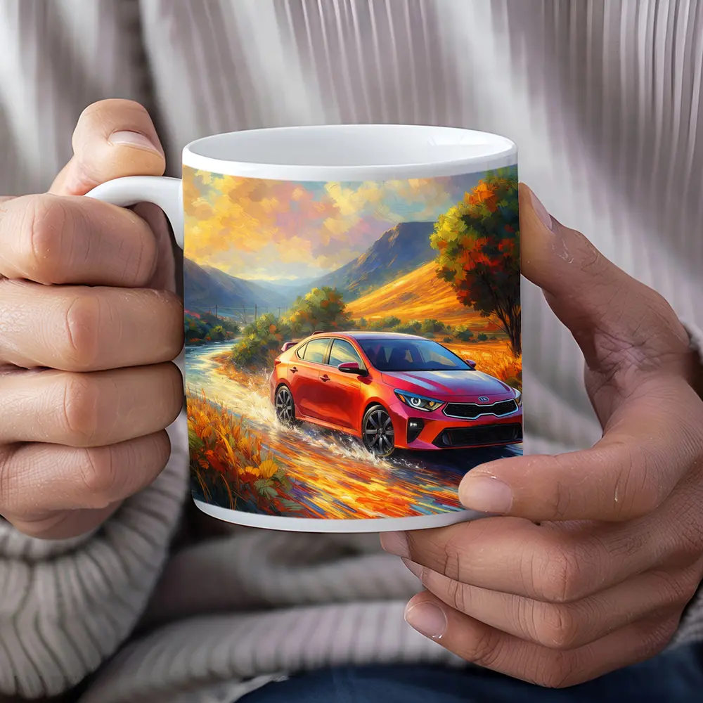 Kia Forte Oil Painting Impressionist Style Drive – Mugs