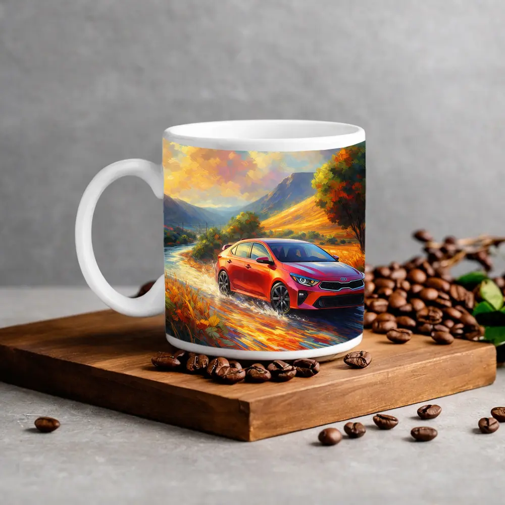 Kia Forte Oil Painting Impressionist Style Drive – Mugs