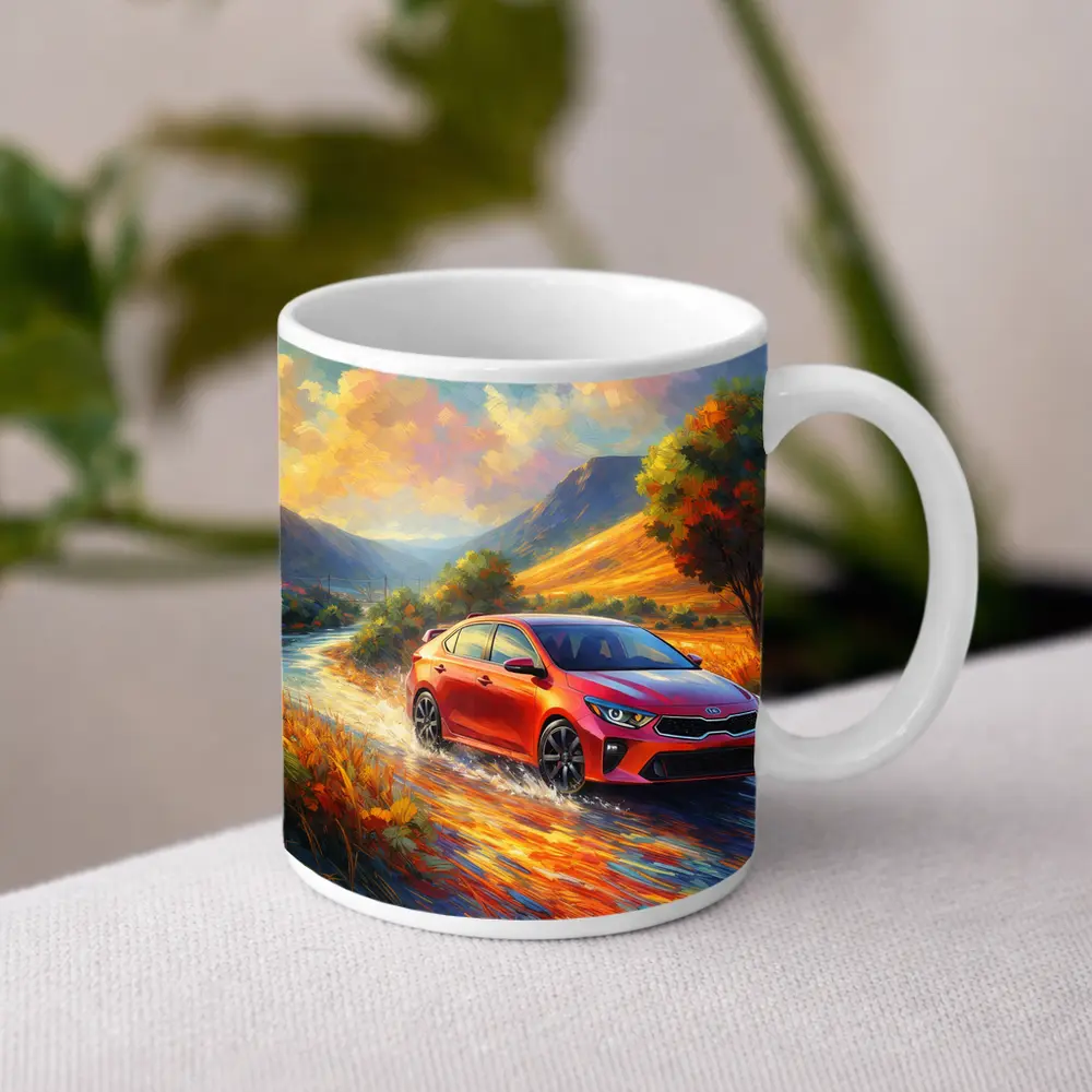 Kia Forte Oil Painting Impressionist Style Drive – Mugs
