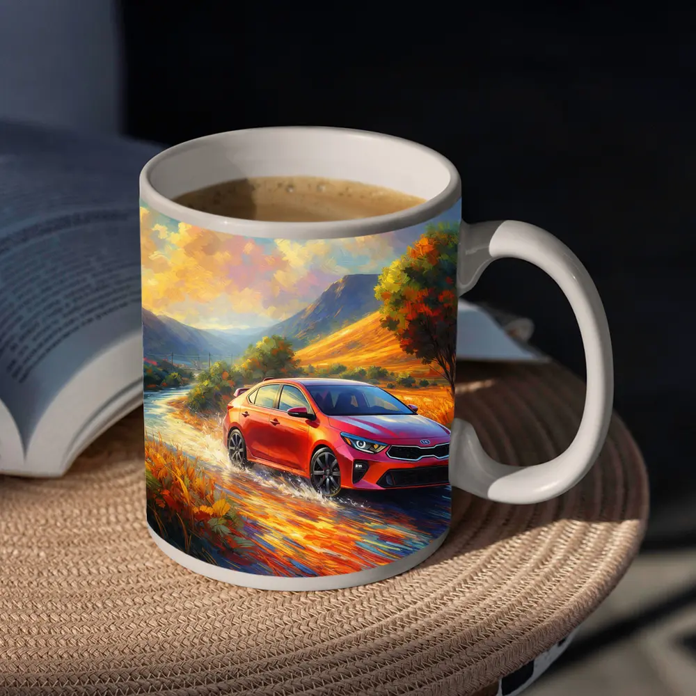 Kia Forte Oil Painting Impressionist Style Drive – Mugs