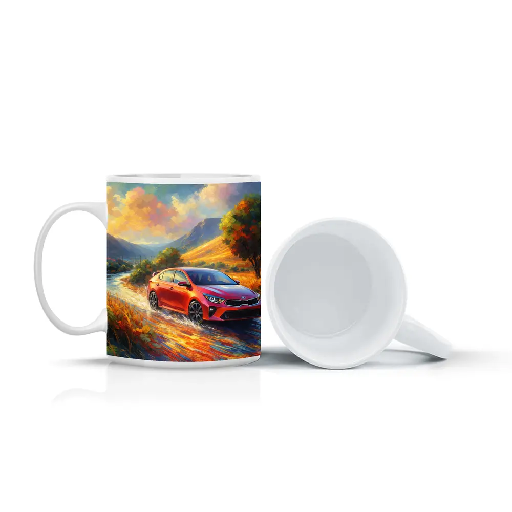 Kia Forte Oil Painting Impressionist Style Drive – Mugs