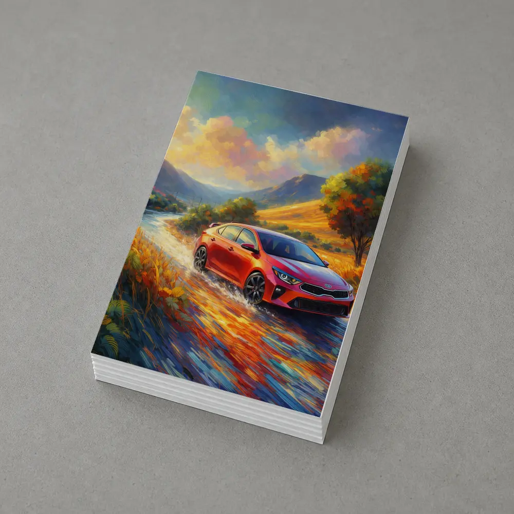 Kia Forte Oil Painting Impressionist Style Drive – Postcards