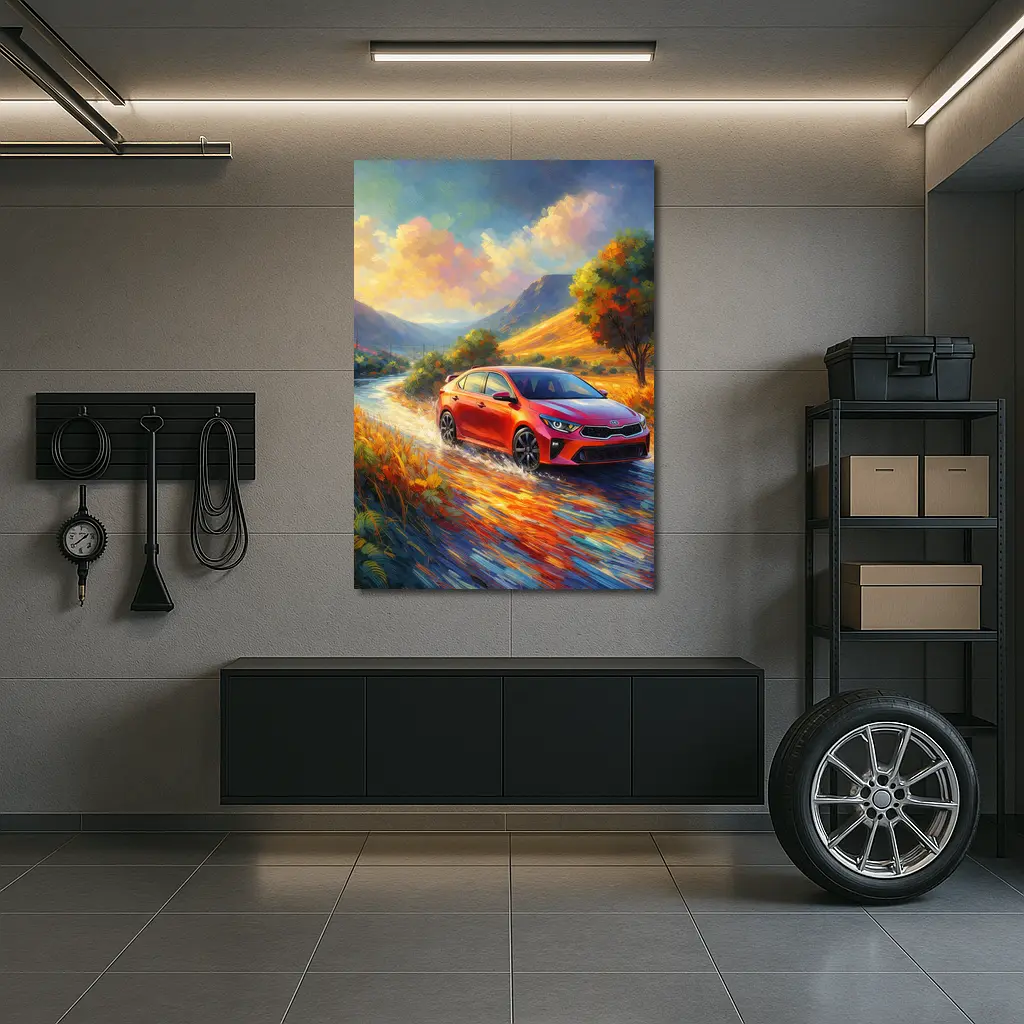 Kia Forte Oil Painting Impressionist Style Drive – Wall Art