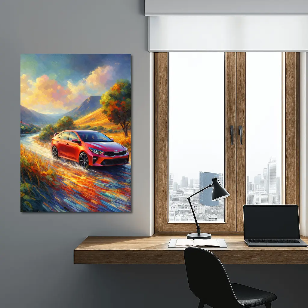 Kia Forte Oil Painting Impressionist Style Drive – Wall Art