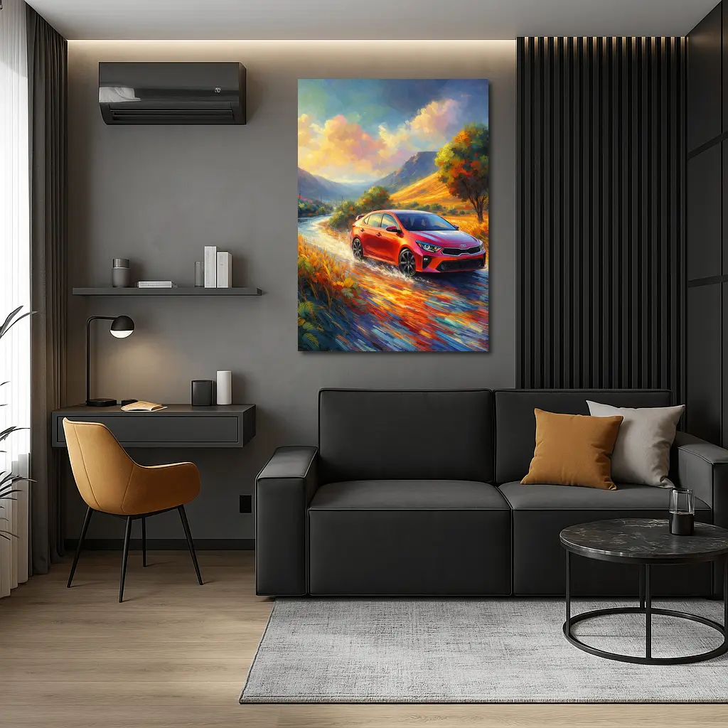 Kia Forte Oil Painting Impressionist Style Drive – Wall Art