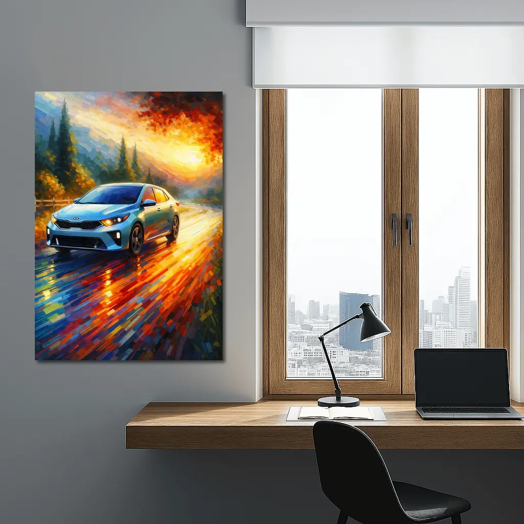 Kia Forte Impressionist Style Oil Painting Art – Wall Art
