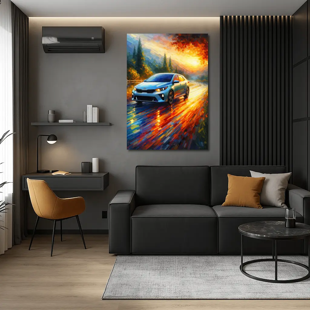 Kia Forte Impressionist Style Oil Painting Art – Wall Art