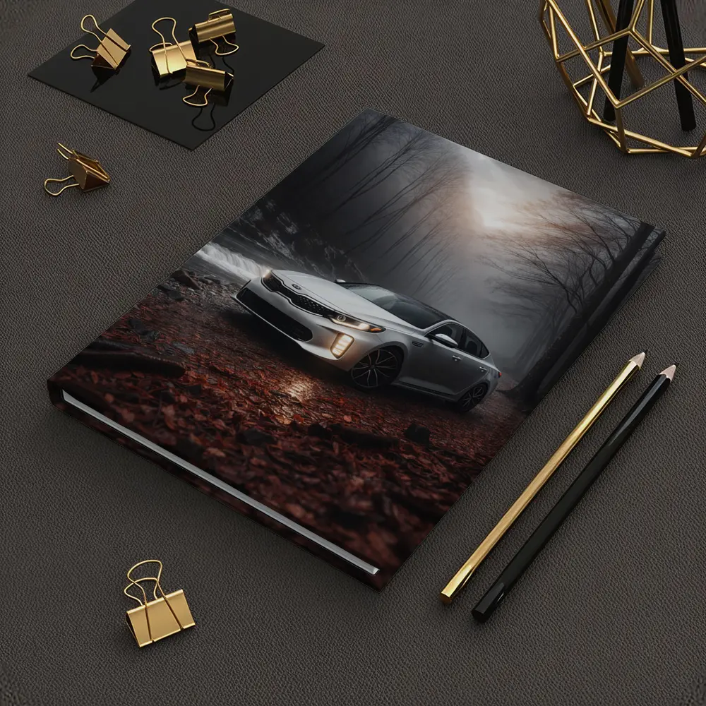 Kia Optima Sedan Parked In Misty Forest – Notebooks