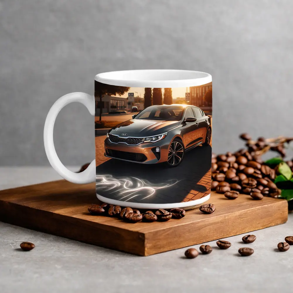 Kia Optima Sedan Glowing Sunset Street Scene – Mugs