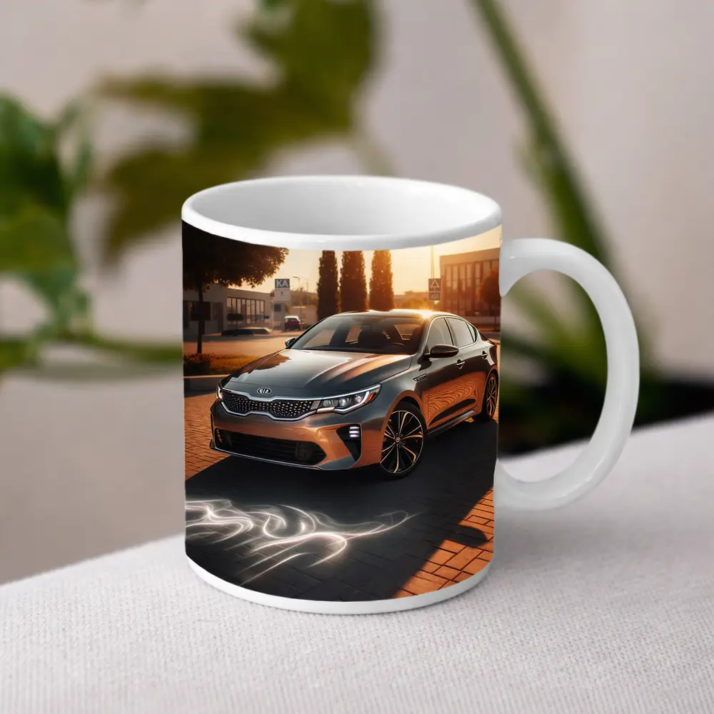 Kia Optima Sedan Glowing Sunset Street Scene – Mugs