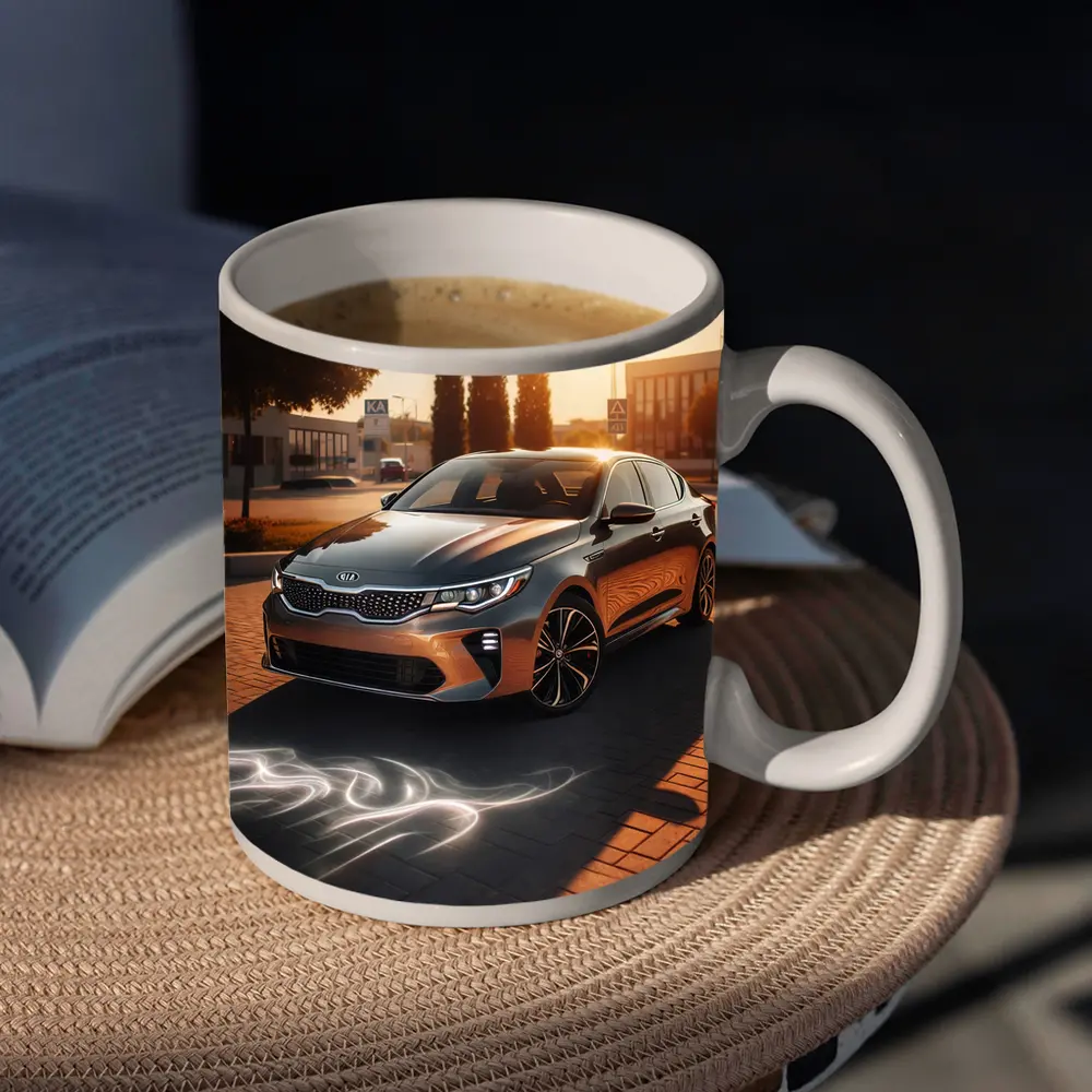 Kia Optima Sedan Glowing Sunset Street Scene – Mugs