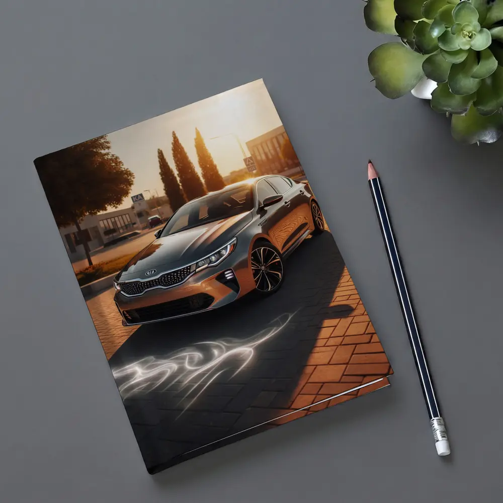 Kia Optima Sedan Glowing Sunset Street Scene – Notebooks