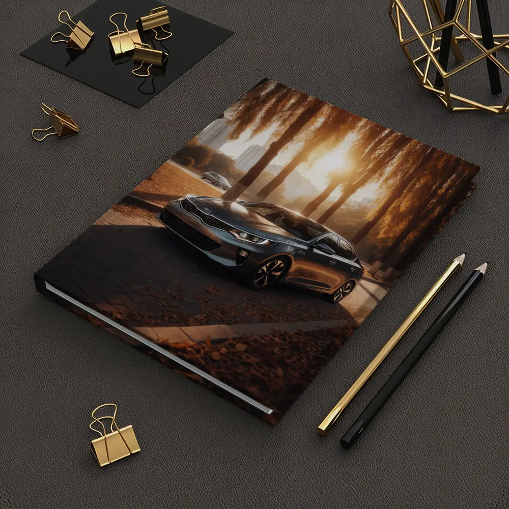 Kia Optima Sedan Parked Under Autumn Trees – Notebooks