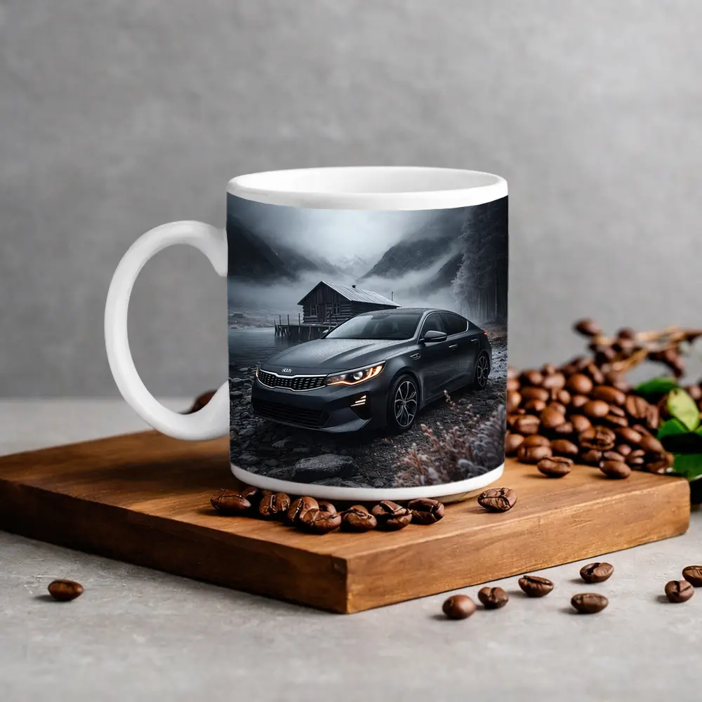 Kia Optima Sedan Moody Winter Mountain Scene – Mugs