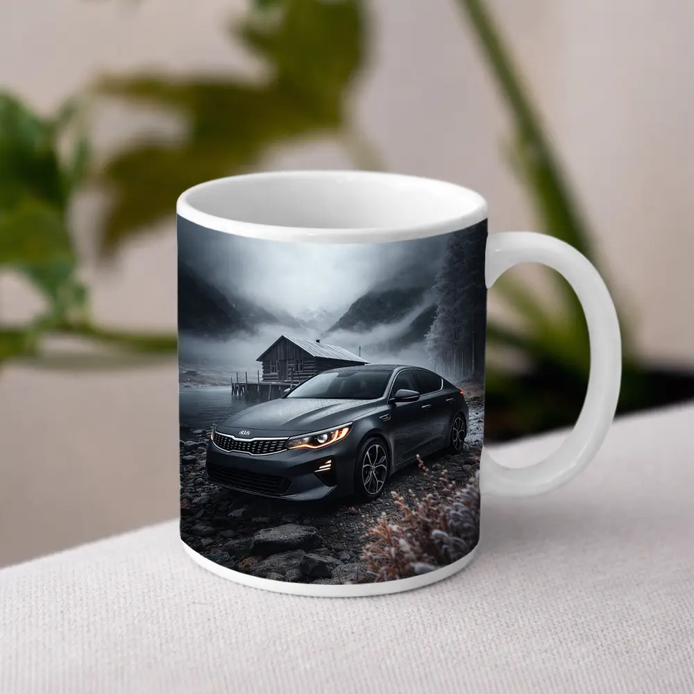 Kia Optima Sedan Moody Winter Mountain Scene – Mugs