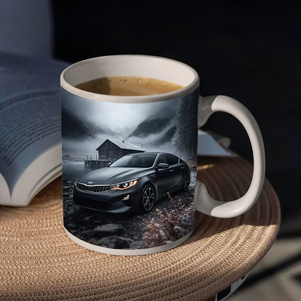 Kia Optima Sedan Moody Winter Mountain Scene – Mugs