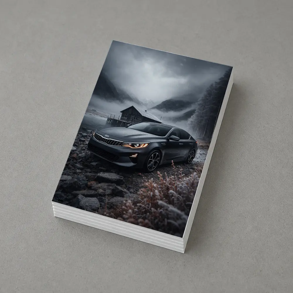 Kia Optima Sedan Moody Winter Mountain Scene – Postcards