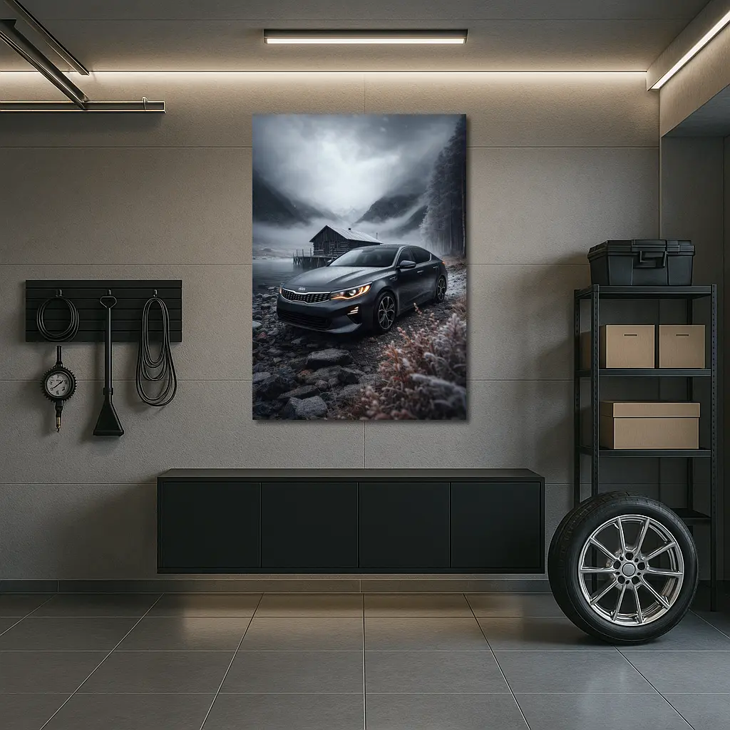 Kia Optima Sedan Moody Winter Mountain Scene – Wall Art