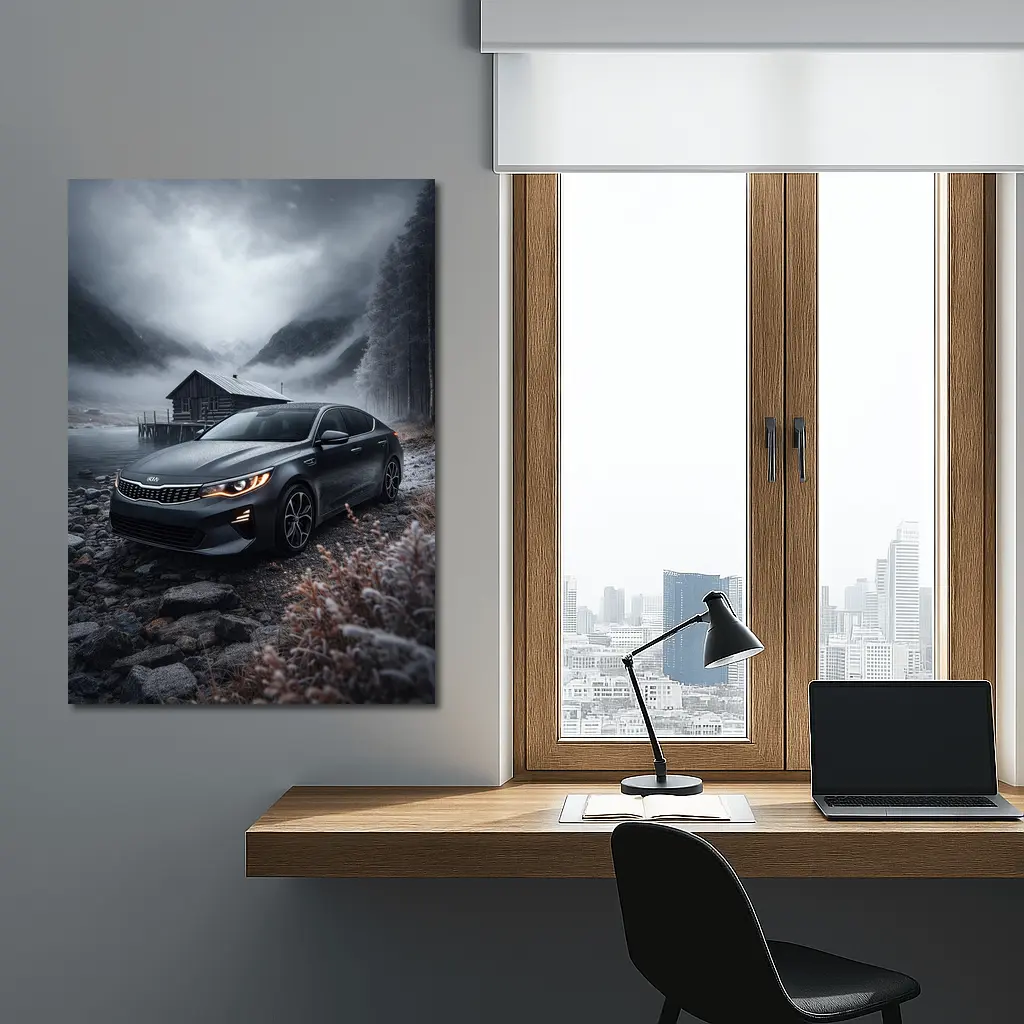 Kia Optima Sedan Moody Winter Mountain Scene – Wall Art