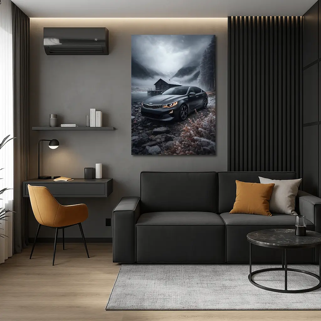 Kia Optima Sedan Moody Winter Mountain Scene – Wall Art